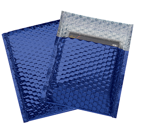 Blue Metallic 7 x 6 3/4 Bubble Mailer with Peel & Seal