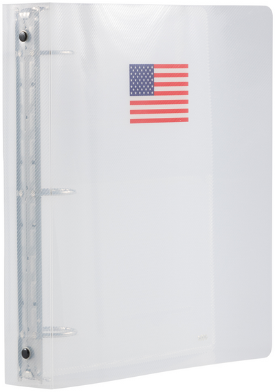 Clear American Flag 1 1/2 Inch 3-Ring Binder