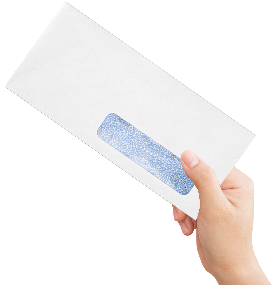 White with Security Tint 24lb #10 Right Window Envelopes (4 1/8 x 9 1/2)