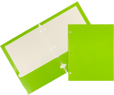 Glossy Lime Green 9 x 12 3 Hole Punch Folders