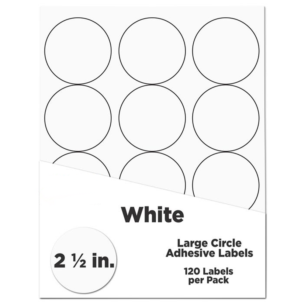 White Large 2 1/2 Inch Round Labels