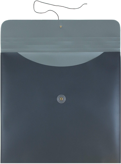 Charcoal Gray Metallic 13 x 13 Square Plastic Envelopes with Button & String