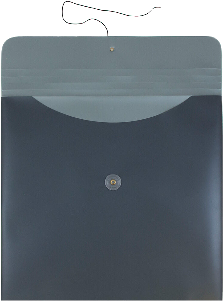 Charcoal Gray Metallic 13 x 13 Square Plastic Envelopes with Button & String