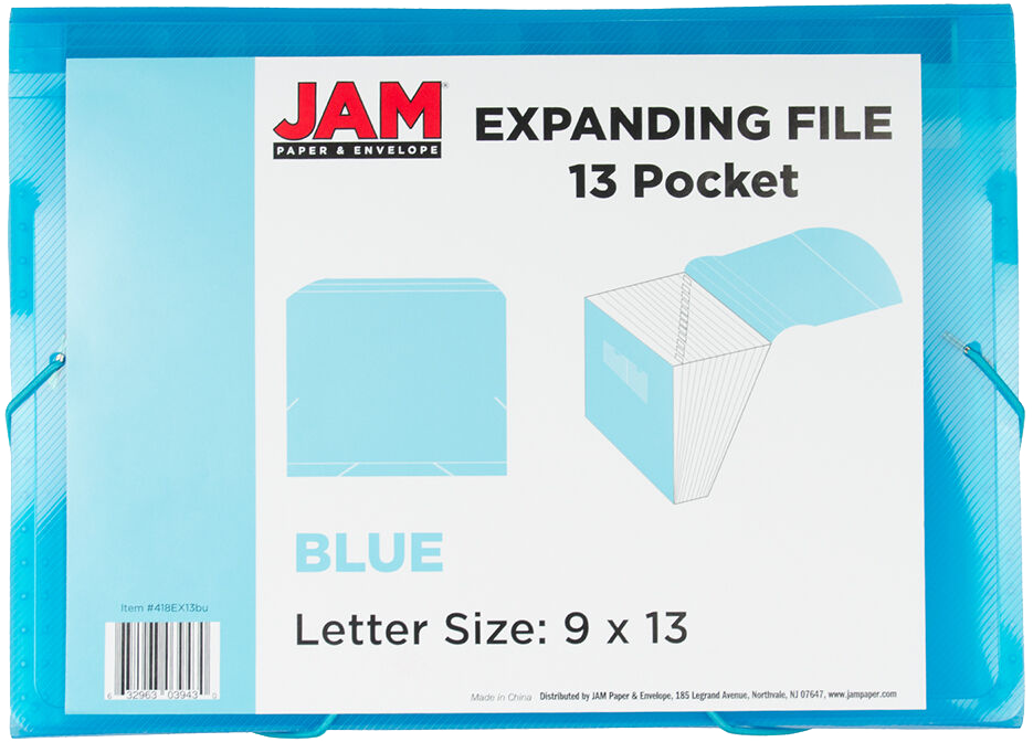 Blue Letter Size 13 Pocket Expanding Files (9 x 13)