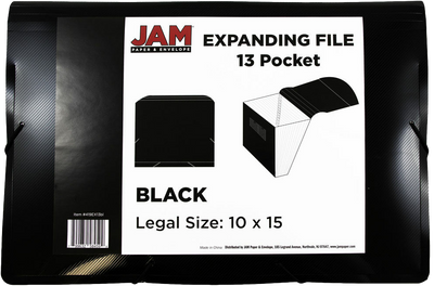 Black Legal Size 13 Pocket Expanding Files (10 x 15)