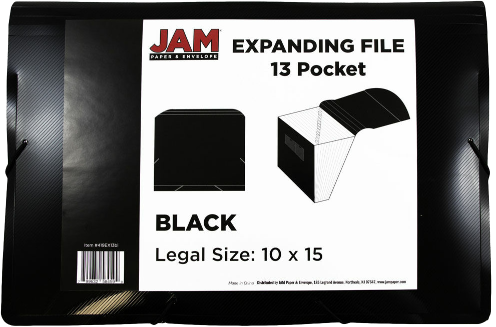 Black Legal Size 13 Pocket Expanding Files (10 x 15)