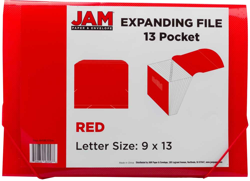 Red Letter Size 13 Pocket Expanding Files (9 x 13)