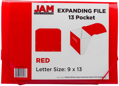 Red Letter Size 13 Pocket Expanding Files (9 x 13)