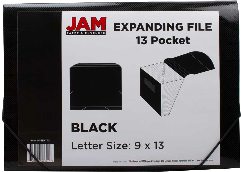 Black Letter Size 13 Pocket Expanding Files (9 x 13)