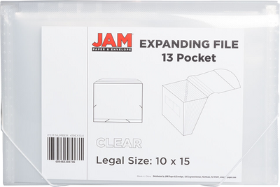 Clear Legal Size 13 Pocket Expanding Files (10 x 15)