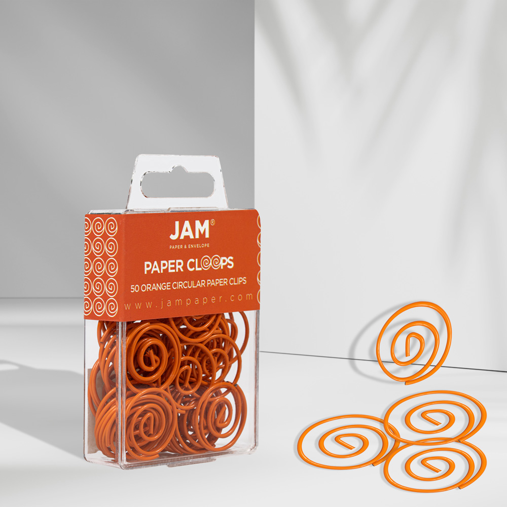 Orange Circular "Cloops" Paper Clips - 50 Pack
