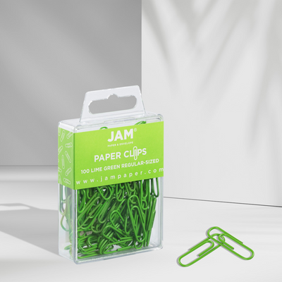 Lime Green Standard Paper Clips - 100 Pack
