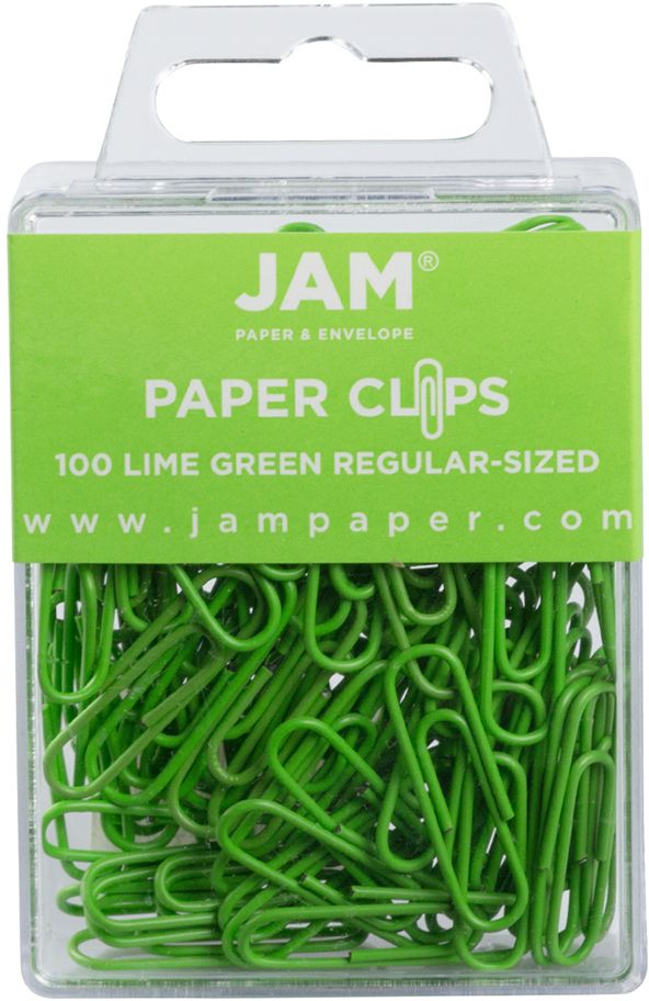 Lime Green Standard Paper Clips - 100 Pack
