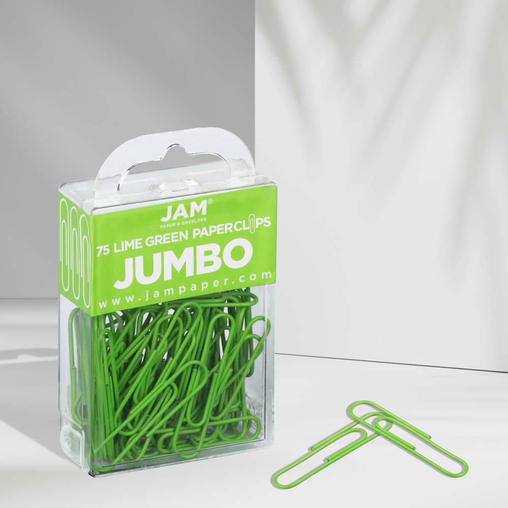 Lime Green Jumbo Paper Clips - 75 Pack