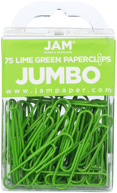 Lime Green Jumbo Paper Clips - 75 Pack
