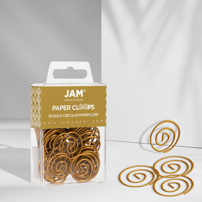 Gold Circular "Cloops" Paper Clips - 50 Pack