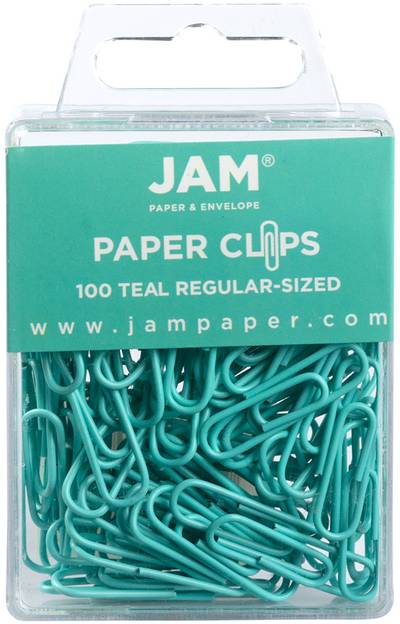 Teal Standard Paper Clips - 100 Pack
