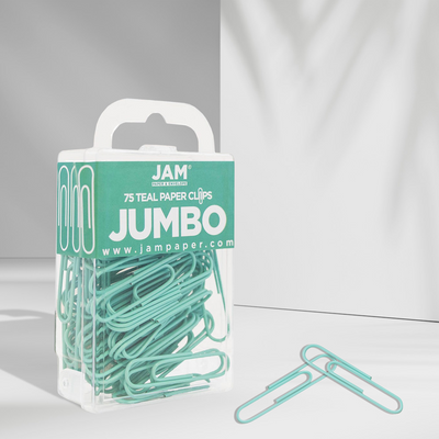 Teal Jumbo Paper Clips - 75 Pack
