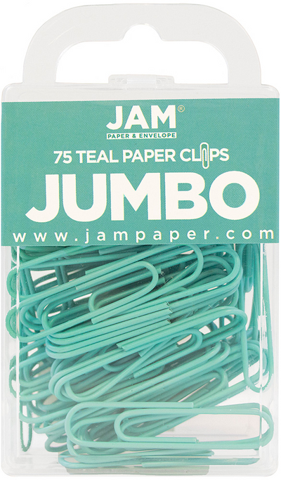 Teal Jumbo Paper Clips - 75 Pack