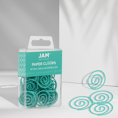 Teal Circular "Cloops" Paper Clips - 50 Pack