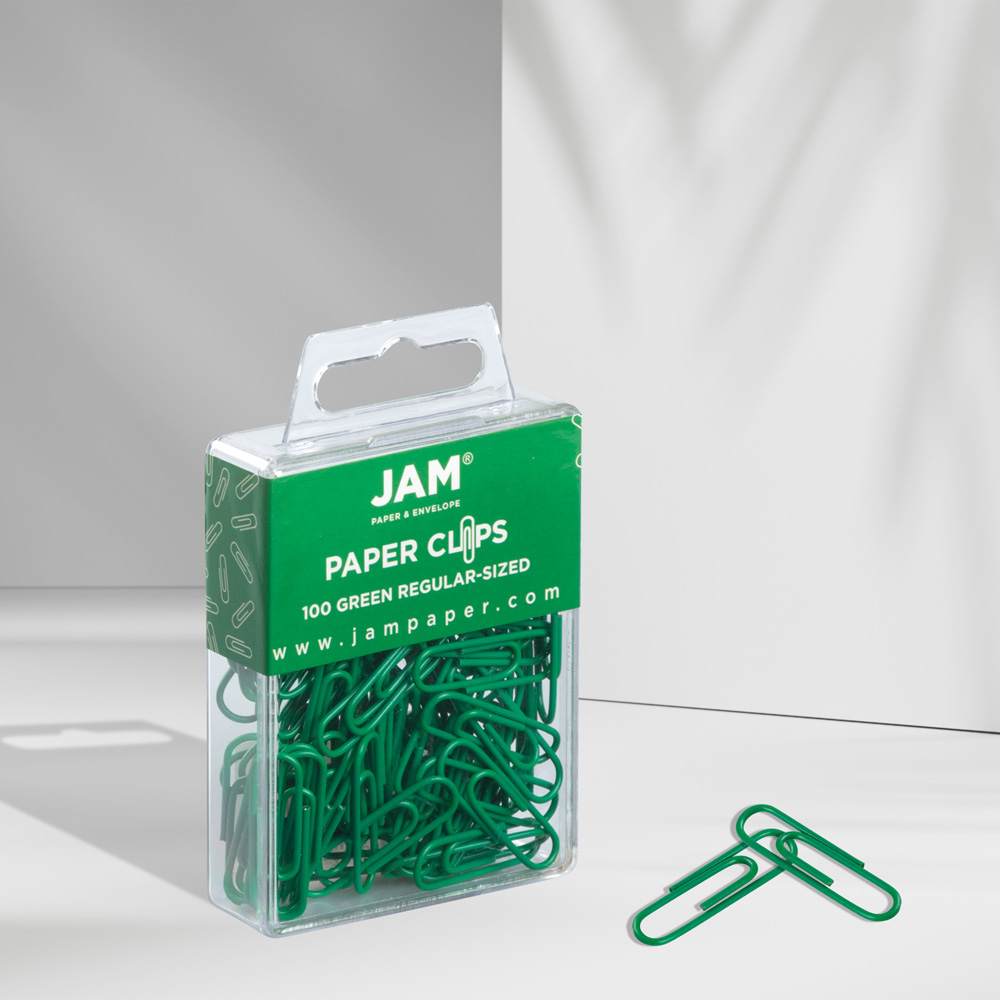 Green Standard Paper Clips - 100 Pack