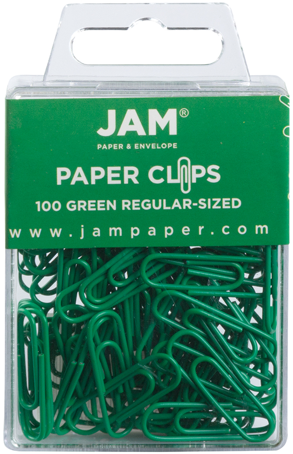 Green Standard Paper Clips - 100 Pack