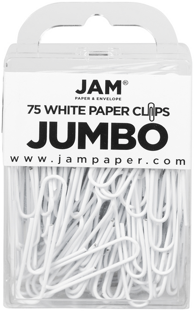 White Jumbo Paper Clips - 75 Pack