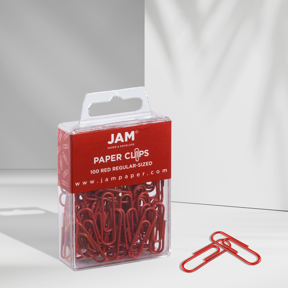 Red Standard Paper Clips - 100 Pack