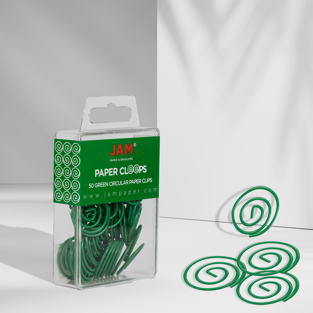 Green Circular "Cloops" Paper Clips - 50 Pack
