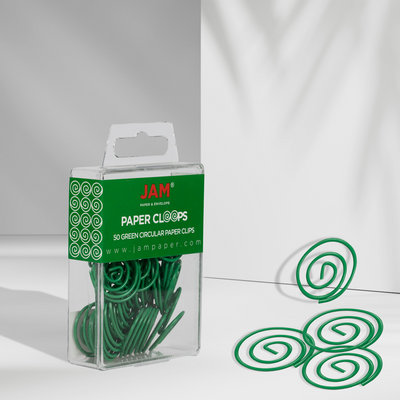 Green Circular "Cloops" Paper Clips - 50 Pack