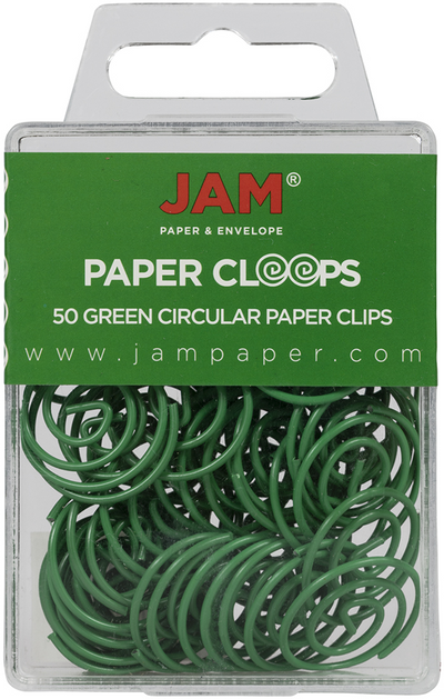 Green Circular "Cloops" Paper Clips - 50 Pack