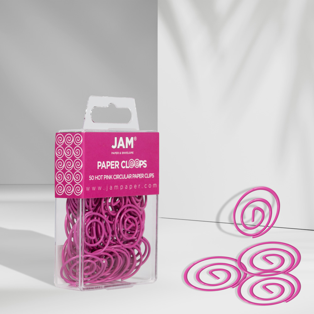 Hot Pink Circular "Cloops" Paper Clips - 50 Pack