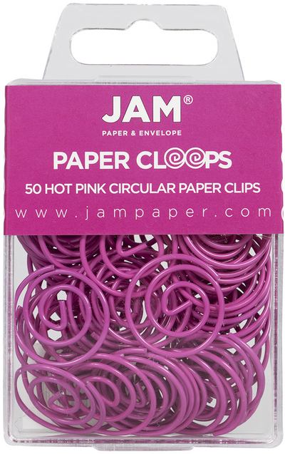 Hot Pink Circular "Cloops" Paper Clips - 50 Pack