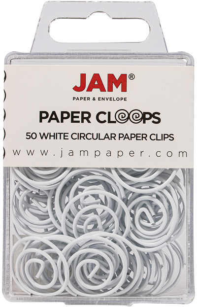 White Circular "Cloops" Paper Clips - 50 Pack