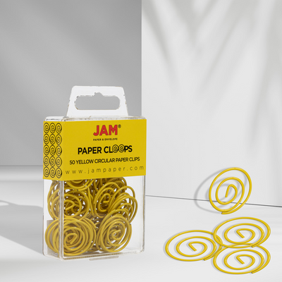 Yellow Circular "Cloops" Paper Clips - 50 Pack