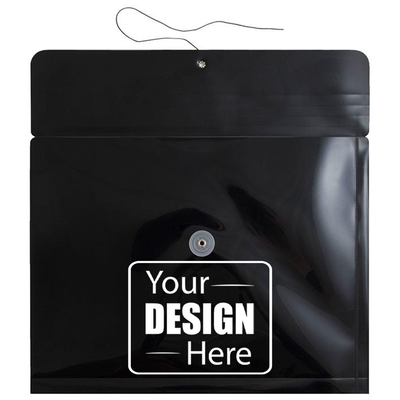 Black Letter Booklet Plastic Envelopes (9 3/4 x 13) with Button & String