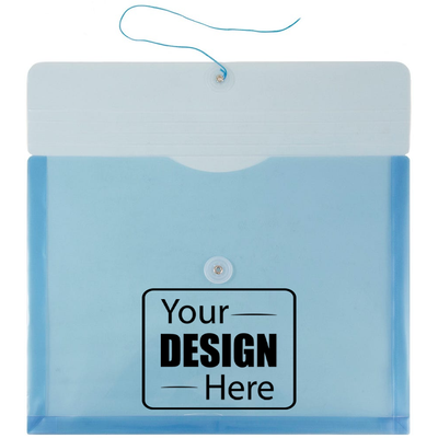 Blue Letter Booklet Plastic Envelopes (9 3/4 x 13) with Button & String
