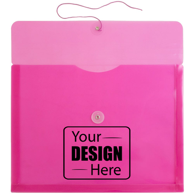 Fuchsia Pink Letter Booklet Plastic Envelopes (9 3/4 x 13) with Button & String