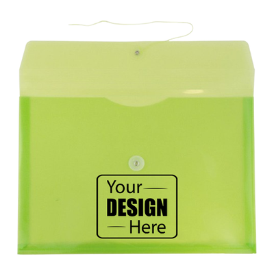 Lime Green Letter Booklet Plastic Envelopes (9 3/4 x 13) with Button & String