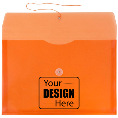 Bright Orange Letter Booklet Plastic Envelopes (9 3/4 x 13) with Button & String