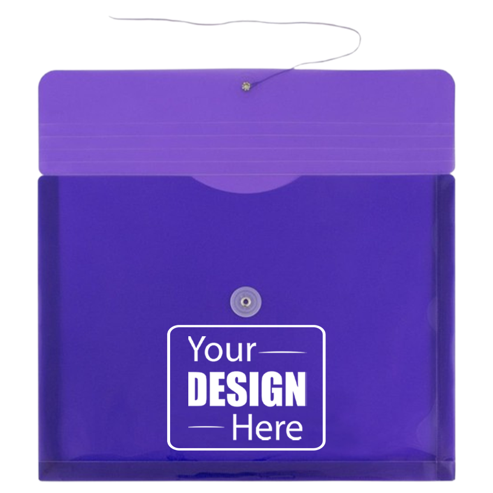 Purple Letter Booklet Plastic Envelopes (9 3/4 x 13) with Button & String