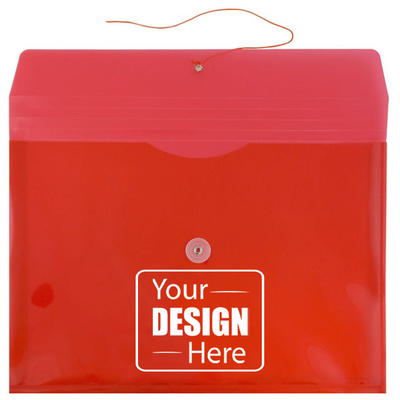 Red Letter Booklet Plastic Envelopes (9 3/4 x 13) with Button & String