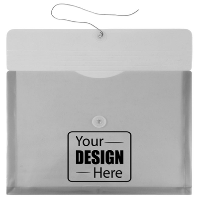Smoke Gray Letter Booklet Plastic Envelopes (9 3/4 x 13) with Button & String