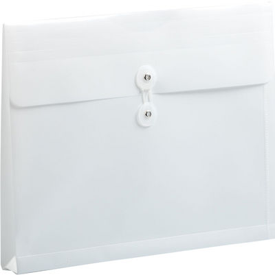 White Letter Booklet Plastic Envelopes (9 3/4 x 13) with Button & String