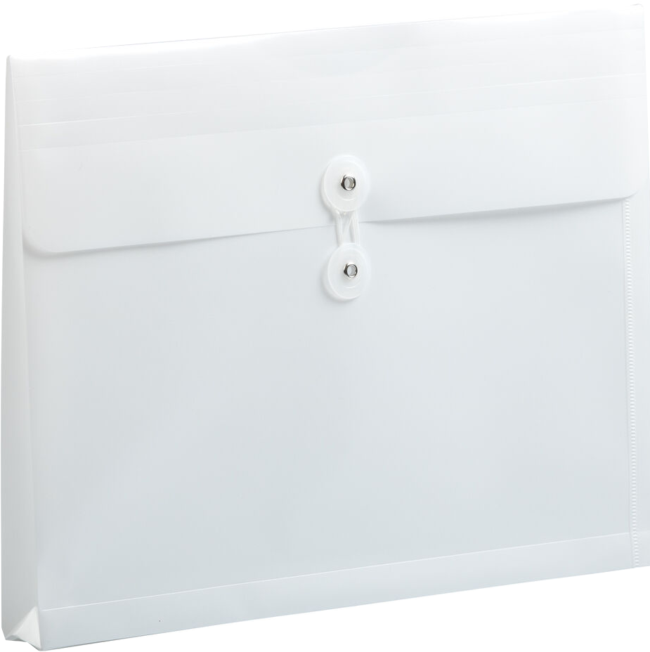 White Letter Booklet Plastic Envelopes (9 3/4 x 13) with Button & String