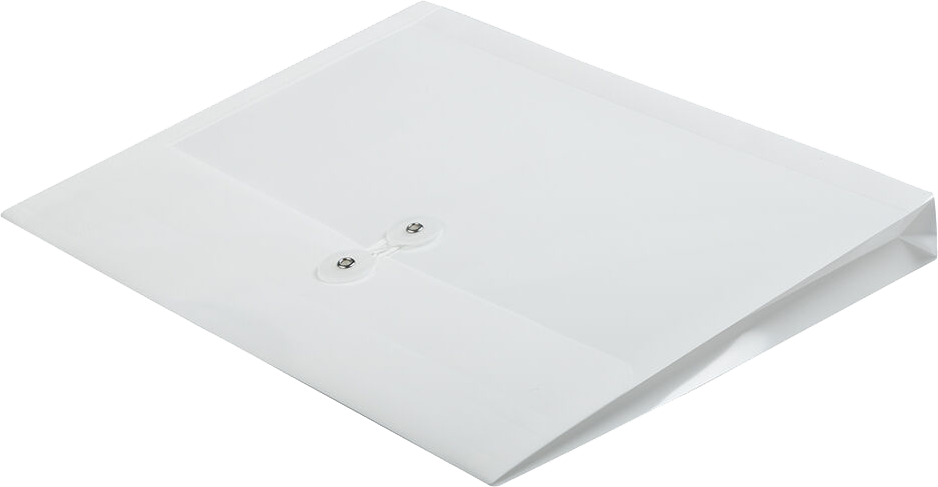 White Letter Booklet Plastic Envelopes (9 3/4 x 13) with Button & String