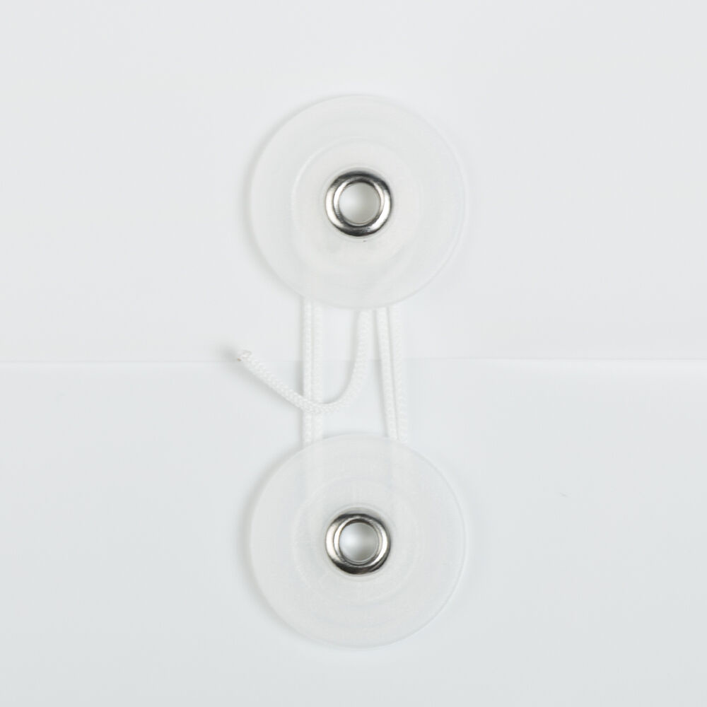 White Letter Booklet Plastic Envelopes (9 3/4 x 13) with Button & String