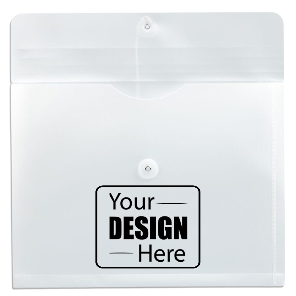White Letter Booklet Plastic Envelopes (9 3/4 x 13) with Button & String
