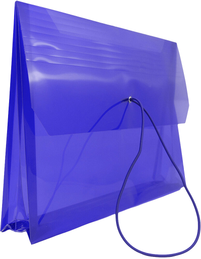 Blue (9 3/4 x 13) Letter Booklet with 2 5/8" Expansion Plastic Envelopes with Elastic Plastic