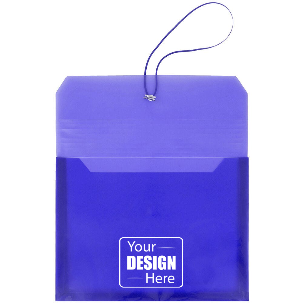Blue (9 3/4 x 13) Letter Booklet with 2 5/8" Expansion Plastic Envelopes with Elastic Plastic